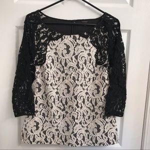 ANN TAYLOR Lace Shirt 3/4 Sleeve Medium
